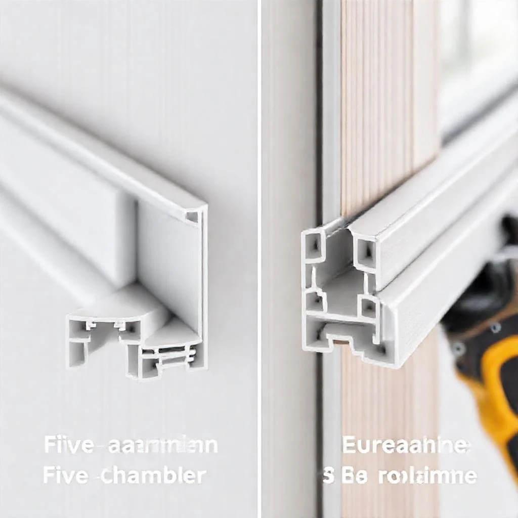 Детальное фото: Пятикамерный профиль Veka Softline 70 мм против трехкамерного Euroline 58 мм